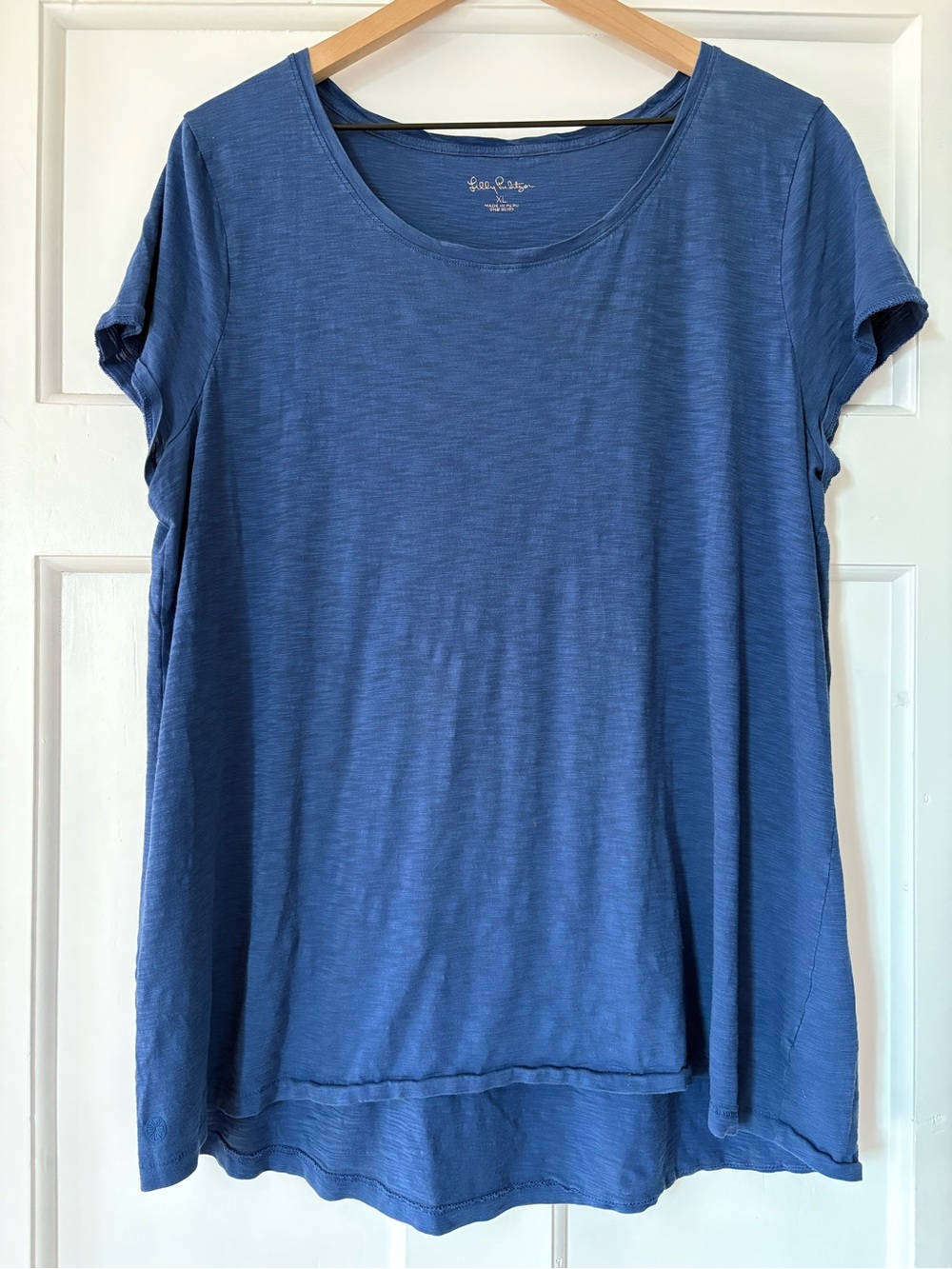 Lilly Pulitzer Blue Short Sleeve T-Shirt Women's Pima Cotton Crew Neck X-Large